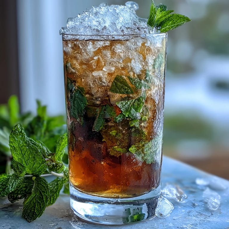 Cool Mint Julep Mocktail served in frosty glasses, garnished with lush mint sprigs for a festive touch.