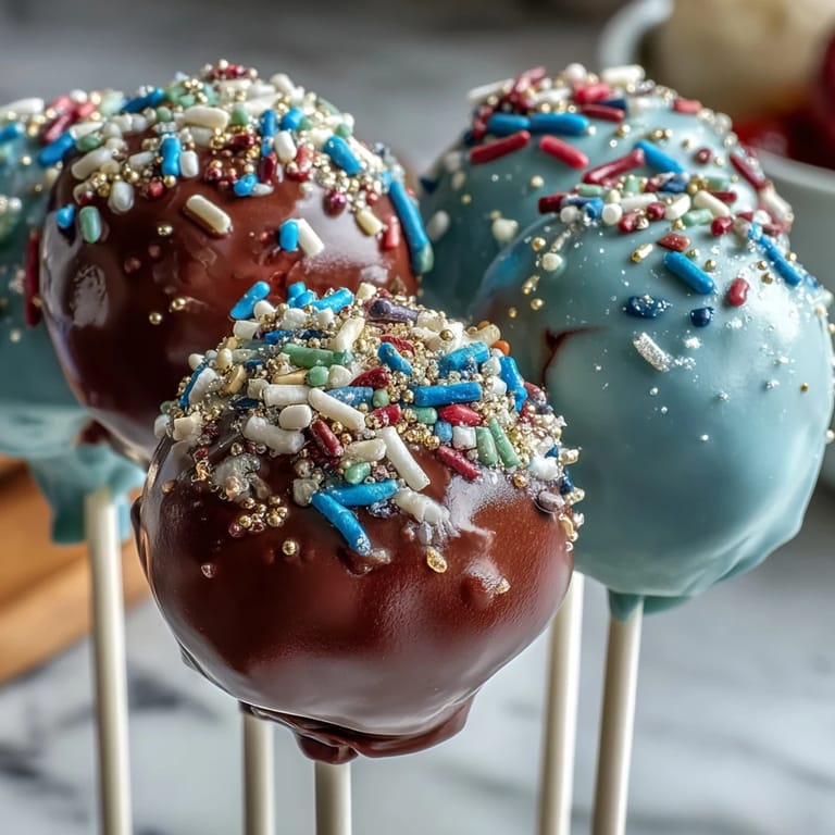 Colorful cake pops decorated in school colors and topped with shimmering gold sprinkles for graduation parties.