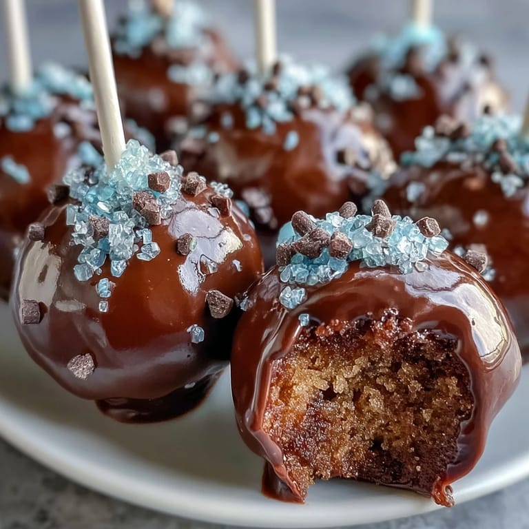 Delicious vanilla cake pops dipped in bright chocolate coating, decorated with edible glitter and sprinkles for a fun graduation party dessert.