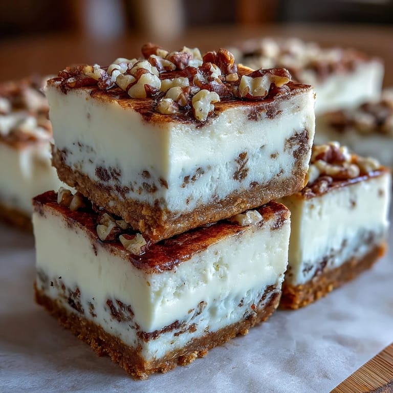 Irresistible carrot cake cheesecake bars featuring a moist spiced carrot cake base and velvety cheesecake swirl.