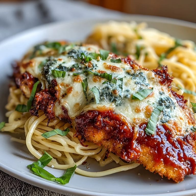 Golden air fryer chicken parmesan with crunchy panko coating, savory marinara, and melted mozzarella cheese ready for a quick Italian dinner.