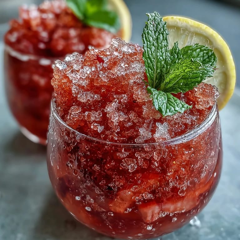 Easy three-ingredient frozen strawberry lemonade slushie with blended strawberries and lemon juice, ideal for hot days.