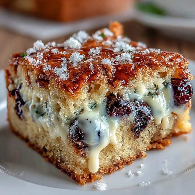 Golden brown White Chocolate Lemon Blueberry Blondies, studded with tangy lemon zest and sweet white chocolate chunks.