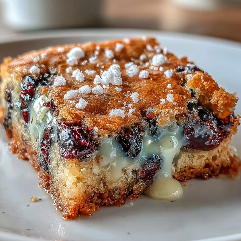 Soft and chewy blondies bursting with fresh blueberries, zesty lemon, and melted white chocolate, perfect for spring gatherings.  
