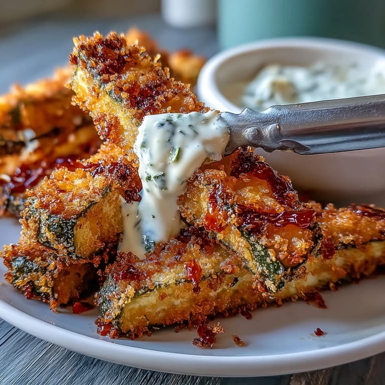 Air fried pickle fries, a delightful, tangy snack with creamy dipping sauce.