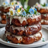 Adorable Baby in Bloom Mini Donut Tower with edible flowers and pastel sprinkles, perfect for baby showers.