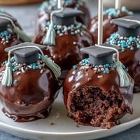 Colorful graduation cake pops in school colors, perfect for celebrating academic milestones with a festive and tasty treat.